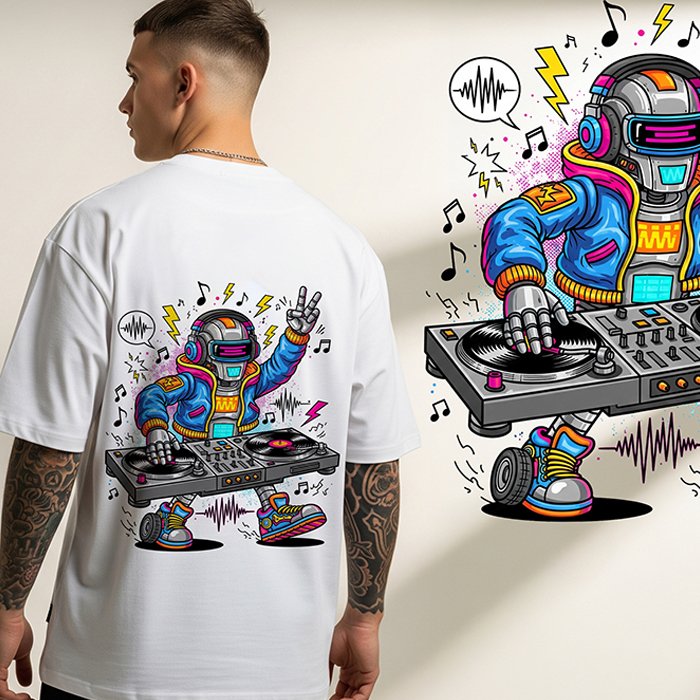 DJ Robot T-Shirt Design DJ Robot T-Shirt Design - Image 1