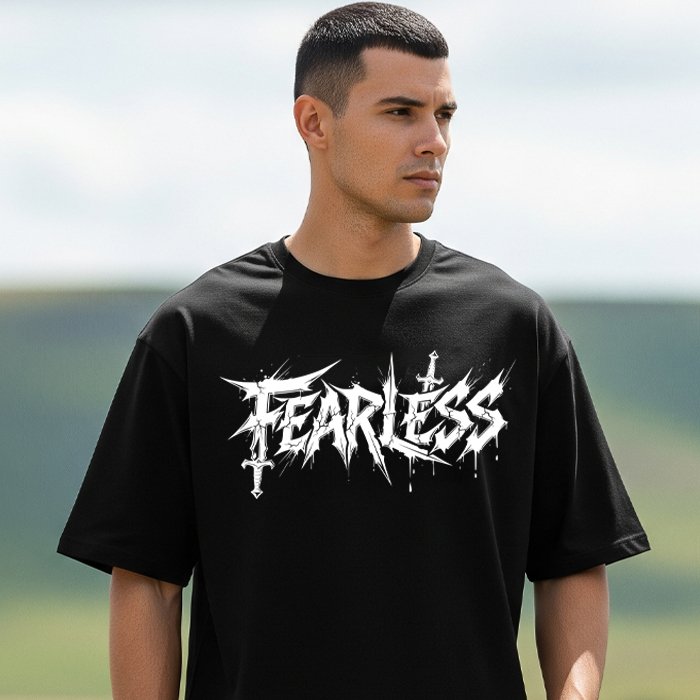Feerless_Mockup "FEARLESS" Gothic Sword Graphic Tee - Image 1