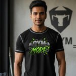 gym t-shirt for men fitness graphic tee 2025 print on demand activewear motivational workout shirt dry fit gym wear gym mode on t-shirt muscle fit t-shirt black athletic t-shirt for men Gen Z gym fashion street style workout tee
