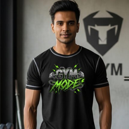 gym t-shirt for men fitness graphic tee 2025 print on demand activewear motivational workout shirt dry fit gym wear gym mode on t-shirt muscle fit t-shirt black athletic t-shirt for men Gen Z gym fashion street style workout tee