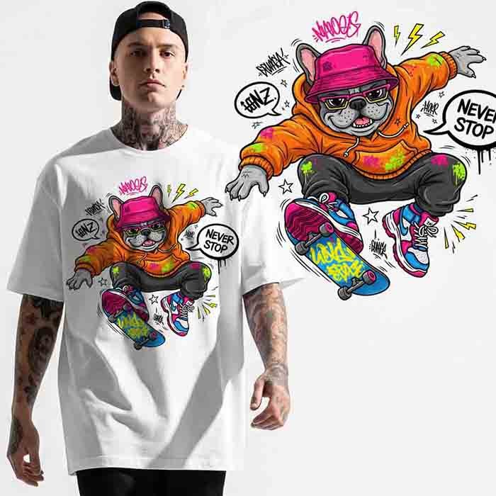 Hip-Hop French Bulldog Skateboard Art Bulldog Skateboard Art - Image 1