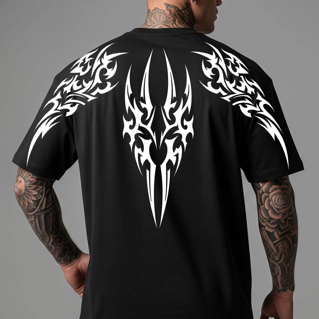 Mockup - Gothic Tribal Back Graphic Tee Vector