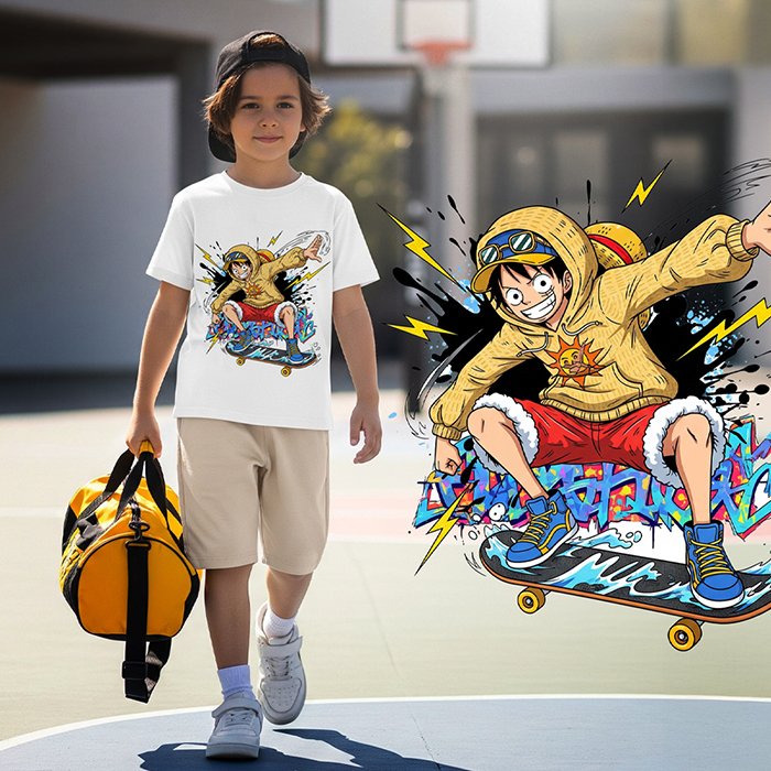 Monkey D. Luffy Skateboarding Fan Art Monkey D. Luffy Skateboarding Fan Art - Image 1