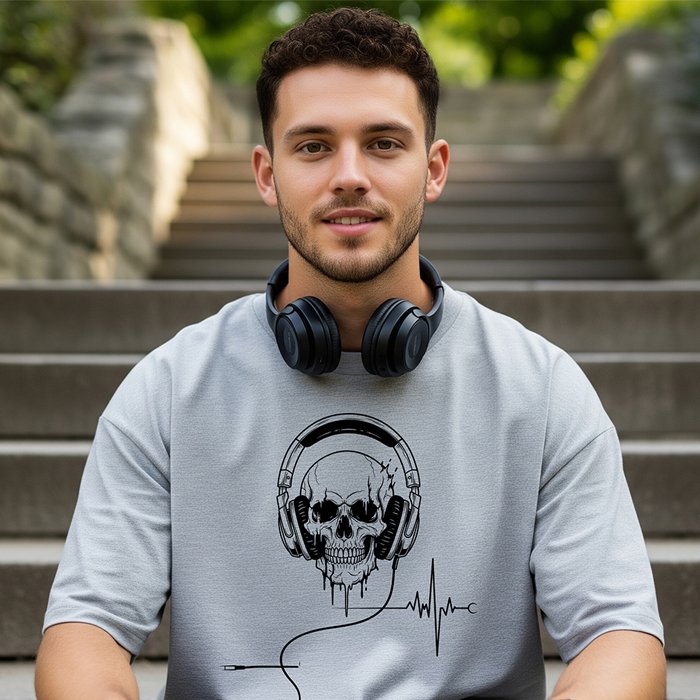 Skull Headphones T-Shirt – Pulse of Music, Edge of Style Skull Headphones T-Shirt – Pulse of Music, Edge of Style - Image 1